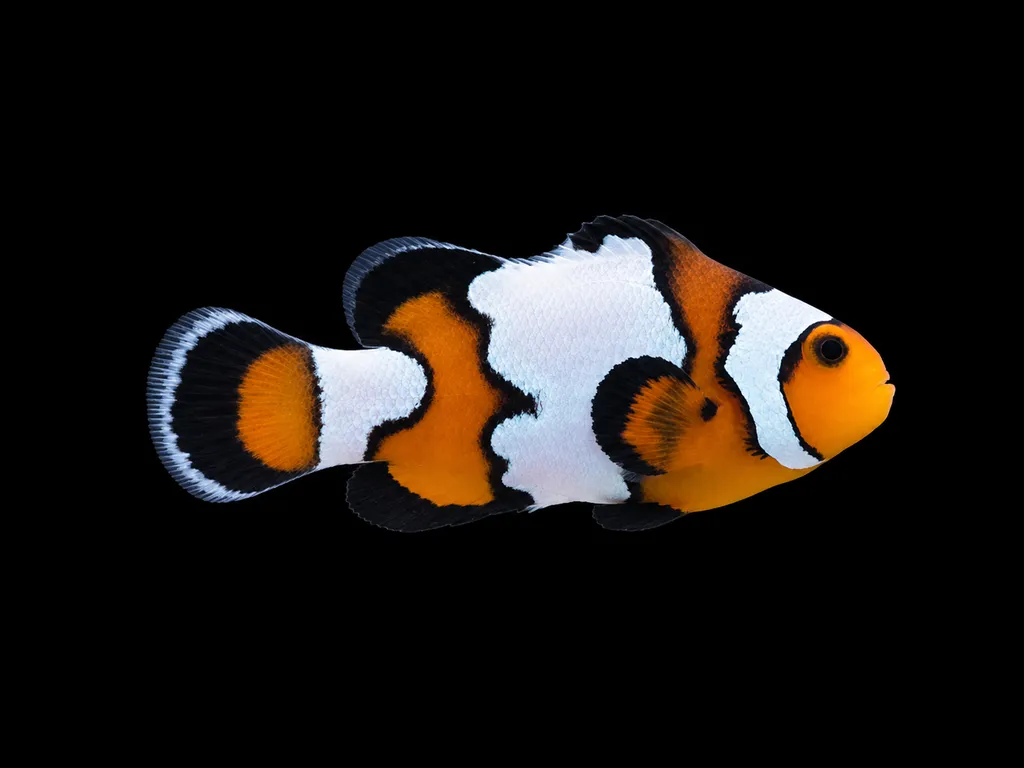 Black Ice clownfish (Amphiprion ocellaris)