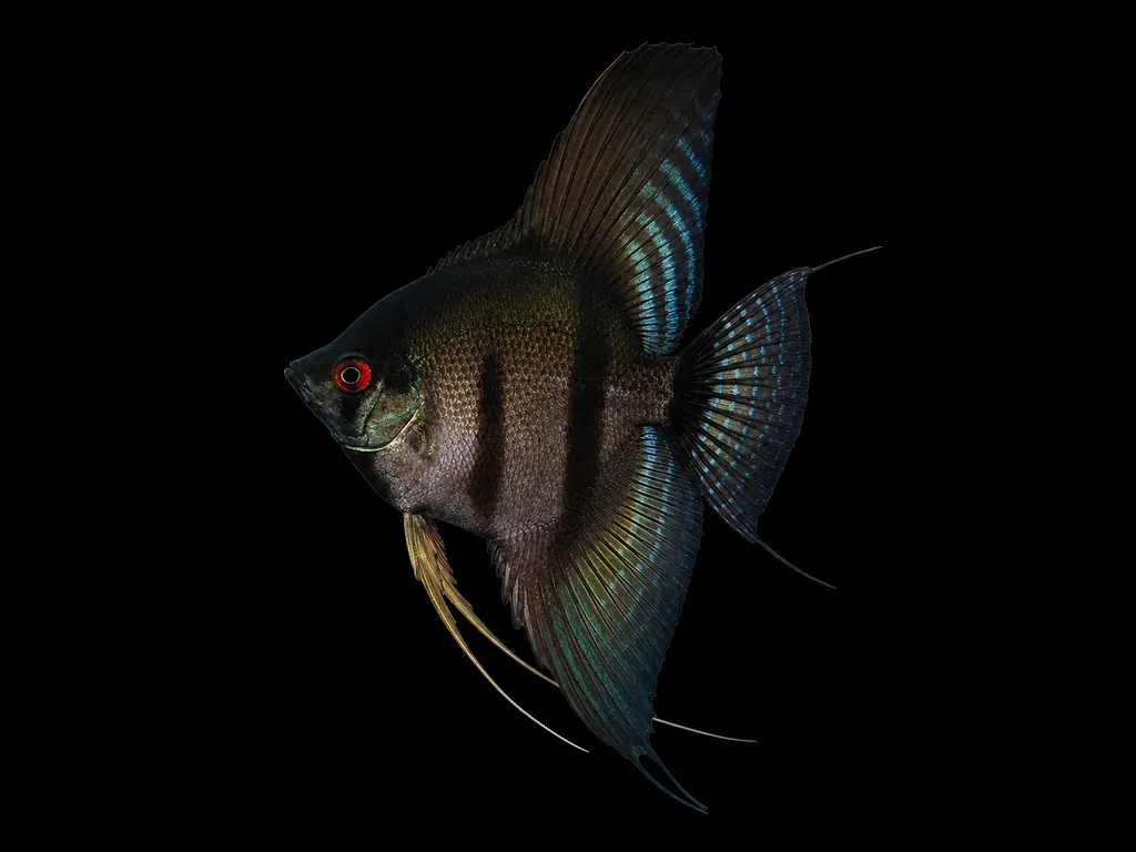 Black lace angelfish (Pterophyllum scalare)