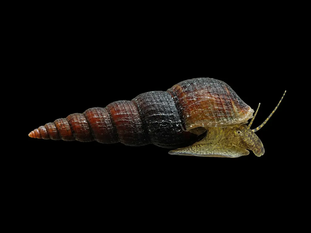 Mahogany trumpet snail (Melanoides maculata)